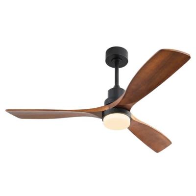 China Dimmable 52'' Ceiling Fan With LED Lights Wood Iron Black Decoration for sale