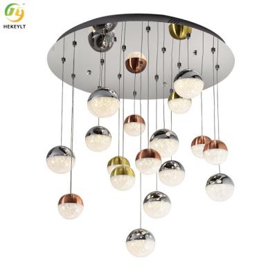 China Project Led Strip 12cm Crystal Pendant Chandelier Luxury Sturdy Metal Glass Ball Clear Staircase for sale