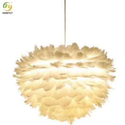 China Romantic Feather Creative E27 Modern Nordic Pendant Light For Children Room Decoration for sale