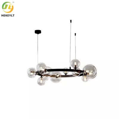 China Nordic Modern G9 Black Glass Ball Light With 15-Light Bubble Chandelier for sale