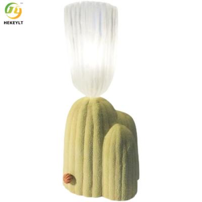 China G9 Cactus Flower Resin And Glass Green And Grey Finish Table Lamp For Bedroom for sale