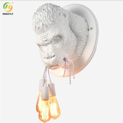 China E27 Animal Decoration Resin Black Grey And White Wall Lamp For Living Room for sale