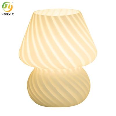 China D14*H19cm Mushroom Glass Material LED Pink/ White Bedside Table Lamp Home Decor for sale