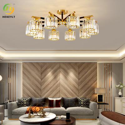 China Customize American Style Copper Crystal Shade Dining Room Pendant Light for sale