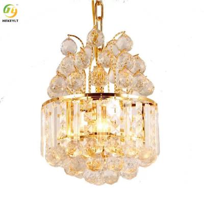 China Modern K9 Crystal Pendant Light LED Gold Round Hanging Ceiling Light for sale