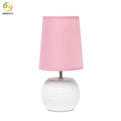 China E12 5.5'' Porcelain Round Bedside Table Lamp Cord Pink for sale