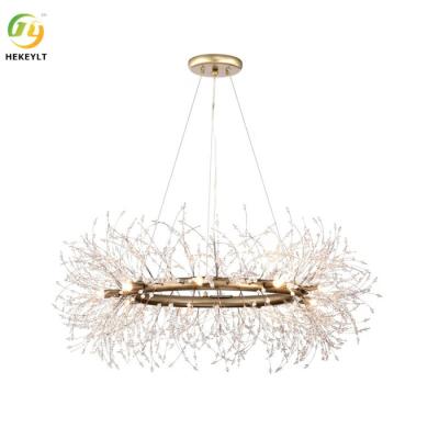 China 9 Light Acrylic Metal Chandelier Glass Pendant Light Clear Beads Firework for sale