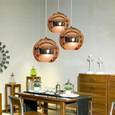 China Copper Gold Silver Mirror Glass Ball Pendant Light For Loft Kitchen Island Dining Table for sale
