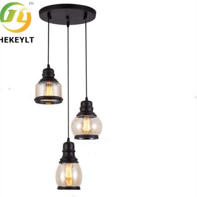 China Nordic Style Loft Retro Glass Chandelier Personality Simple Restaurant Lamps for sale