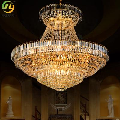 China E14 Hotel Crystal Pendant Light Modern Luxury Gold Crystal Chandelier for sale