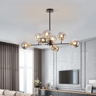 China Nordic Fancy LED Modern Blown Glass Ball Bedroom Chandelier Home Decoration for sale