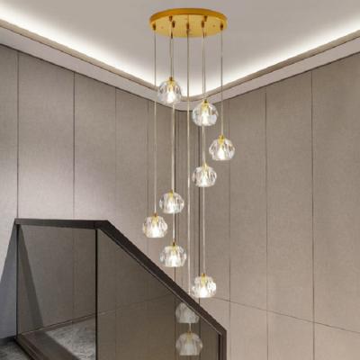 China Hotel Staircase Decoration Nordic Pendant Light Crystals Ball Chandelier for sale