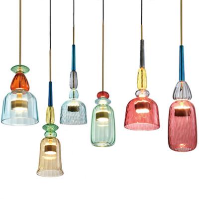 China Multicolour Glass Modern Led Pendant Light For Bar Cafe Store Dining Room for sale