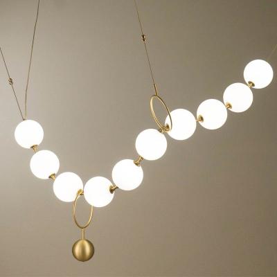China Nordic Necklace Glass Ball Chandelier Studio Lighting Modern Decorative Lamp for sale