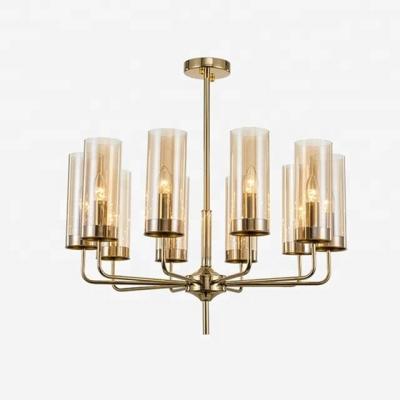 China Bar New Glass Pendant Lamp Smoke Chrome Copper Amber Glass Cup Chandelier for sale
