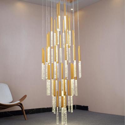 China Modern Luxury Hanging Stairs Drop Chandelier Decorative Crystal Pendant Lights for sale
