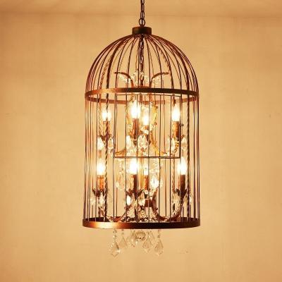 China Restaurant Bar Personality Creative Bird Cage Chandelier Industrial Hanging Lamps for sale