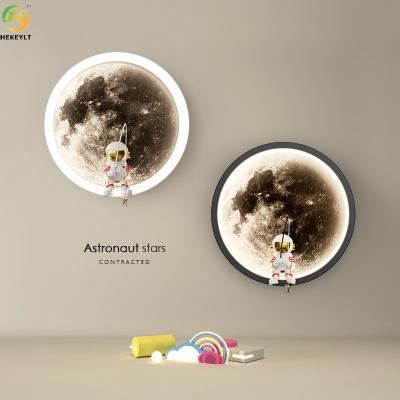 China Creative Cartoon Moon Astronaut Wall Lamp Bedroom Bedside Lamp For TV Background Hallway for sale
