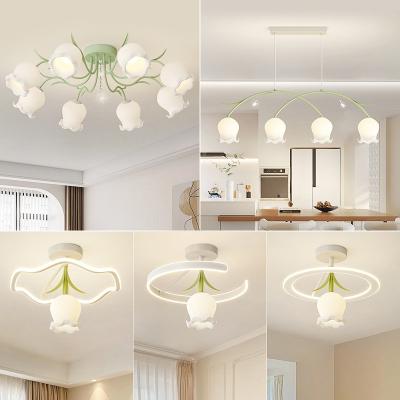 中国 Design Sense Valley Cream Lily LED Ceiling Light For Living Room Bedroom 販売のため