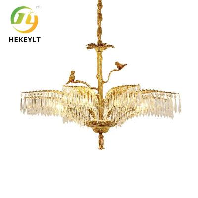 China All Copper Living Room Crystal Chandelier Light Luxury Villa Hall Lamp Atmospheric Custom for sale