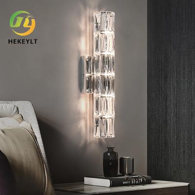 China Light Luxury Nordic Crystal Wall Lamp Living Room Background Wall Villa Aisle Bedroom Bedside Lamp for sale