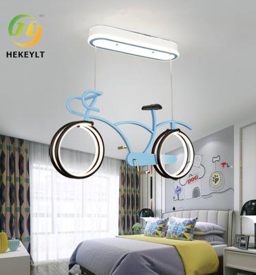 China Children'S Room Bicycle Chandelier Eyeshield Simple Bedroom LED Personality Cartoon Bicycle Light Te koop