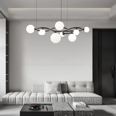 China Modern Luxury Simple Glass Ball Ring Chandelier LED Bedroom Copper Living Room Decorative Pendant for sale