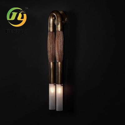 China Post Modern Industrial Fur Wire Wall Lamp Simple Hotel Bedroom Bed Corridor Background Wall Pendant Light for sale