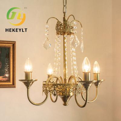 China French Court Crystal Chandelier Light Luxury Bedroom Villa Dining Room Vintage Candle Pendant Lights for sale