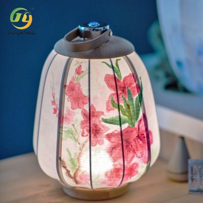 China Retro Chinese Style Modern Lantern Pendant Hand Painted Touch Variable Night Light Wood Linen for sale