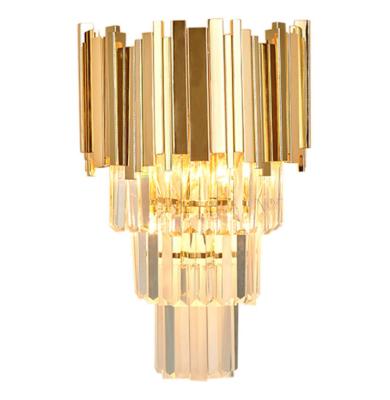 China Width 350mm Height 550mm Postmodern Glass Crystal Wall Lamp For Hotel for sale