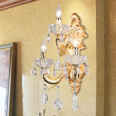 China 6KG Luxury Contemporary Zinc Alloy E14 Candle Crystal Wall Lights for sale