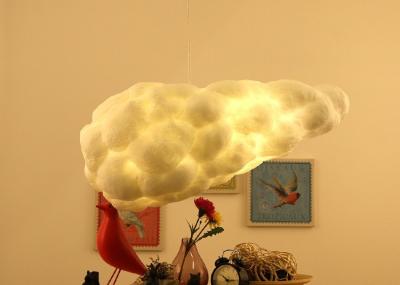 China 2 luz pendiente moderna de seda del material 100cm de la nube blanca del tornillo de las cabezas E27 en venta