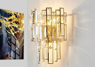 China Wall Mounted Indoor 230*500mm Lustre Led Gold Crystal Sconce Lights for sale