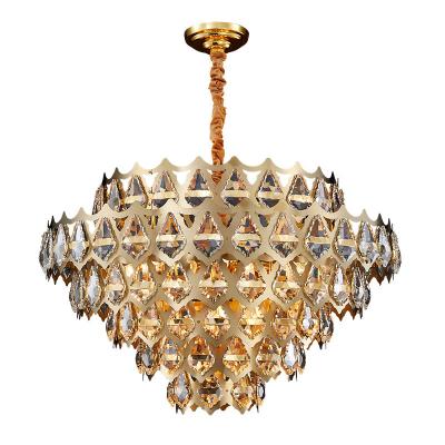 China Luxury Round Crystal Chandelier Vintage Hanging Ceiling Light Pendant LED Dimmable Fixture for Dining Room Bedroom Black for sale