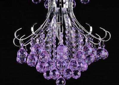 China Energy Saving 110V 9.5KG Purple Color 400*420mm Crystal Candle Chandelier for sale