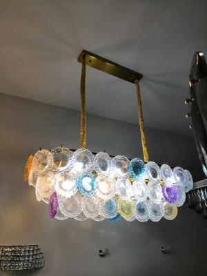 China Rainbow round glass transparent chandelier Manggic Gold Color Suspension Luminaire Postmodern Crystal Gold Pendant for sale