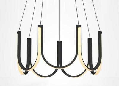 China Aluminum Acrylic Black Color 600mm 800mm Modern Ring Chandelier for sale
