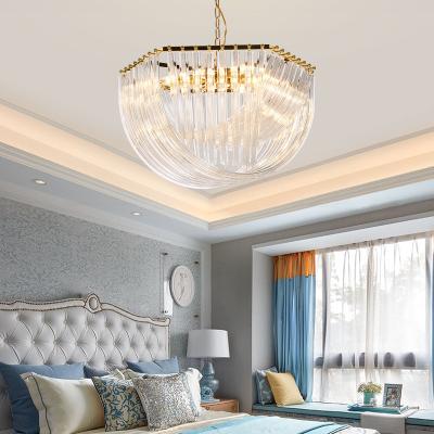 China Glass Tube Chandeliers Crystal Pendant Light Lamps Modern Decoration Gold Color for sale