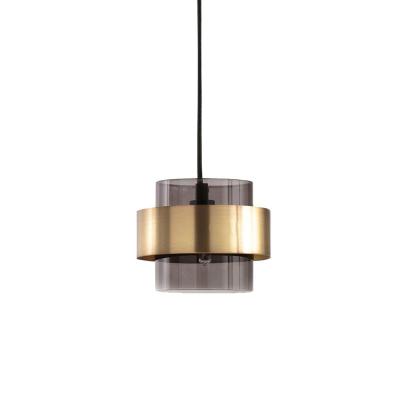China Nordic bronze and smoky grey simple glass pendant light for living room for sale