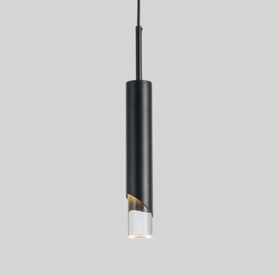 China Glass Metal Long Slim LED Modern Pendant Light Gold And Black for sale
