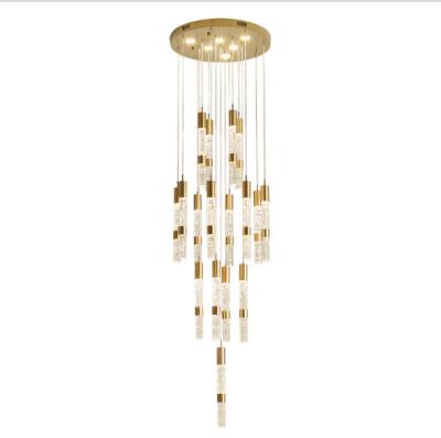 China LED 3W Aluminium Rotating Stair Crystal Pendant Light Linear Shape D35*580mm for sale