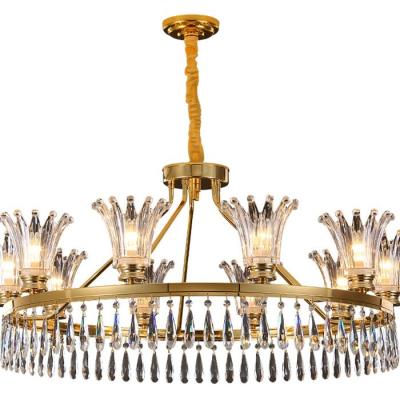 China E14*5 Modern Pendant Light Nordic Crystal Chandeliers Iron Plating for sale