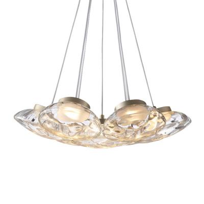 China Painted Golden LED Wave Pattern Iron Glass Pendant Light Modern for sale