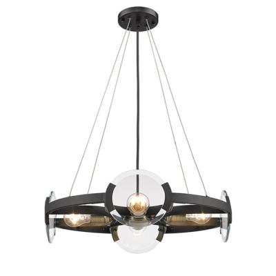 China E27 annular painting matte black industry Crystal pendant light for sale