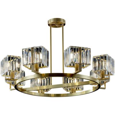 China Pure Copper Hanging Crystal Chandelier E14 Light Source Nordic Luxury for sale