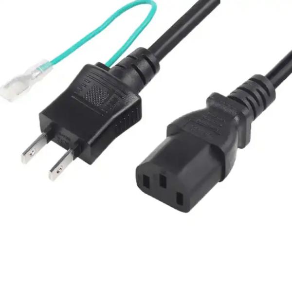 Quality JET Approval Japan Power Cable , 125V PSE 2 Pin Ground Wire AC Power Cord for sale