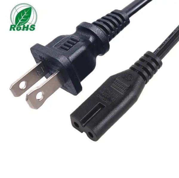 Quality Black USA Power Cord 10A 125V 2 Pin NEMA 1-15P Plug To IEC 320 C7 for sale