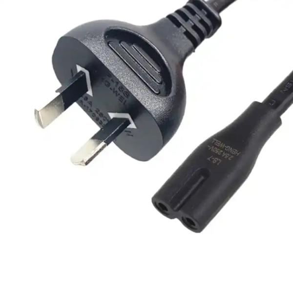 Quality Black Australia Power Cord Type , SAA 2 Pin Extension Cable AC Power Cord 7.5A for sale