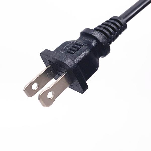 Quality HENG-WELL US 2 Pin NEMA 1-15P Plug to IEC 320 C7 Power Cord Set PVC 1.8M 1800mm Black UL Power Cord for sale